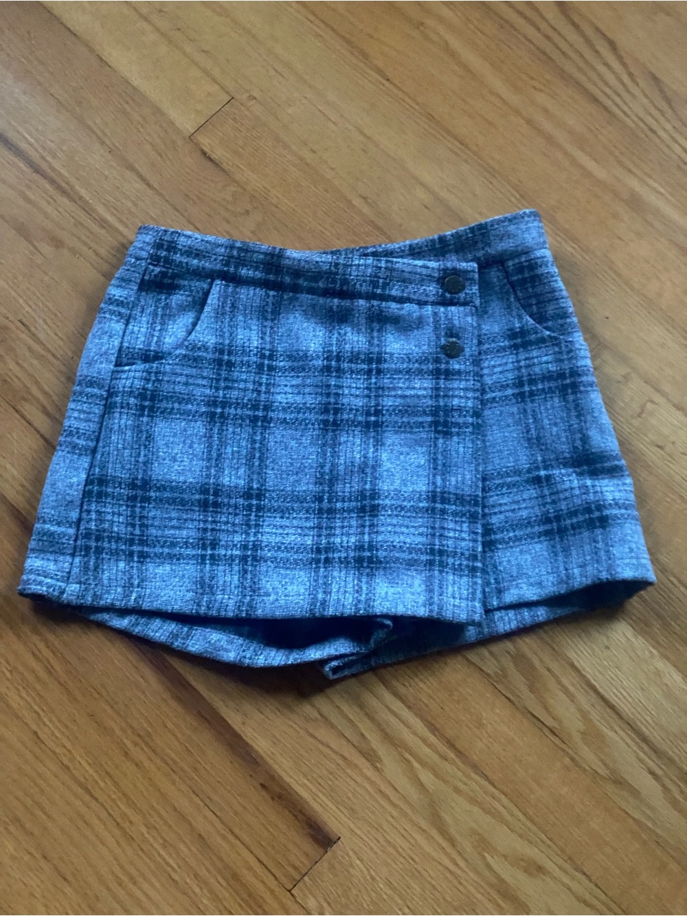 Plaid Gray Wrap Mini Skort